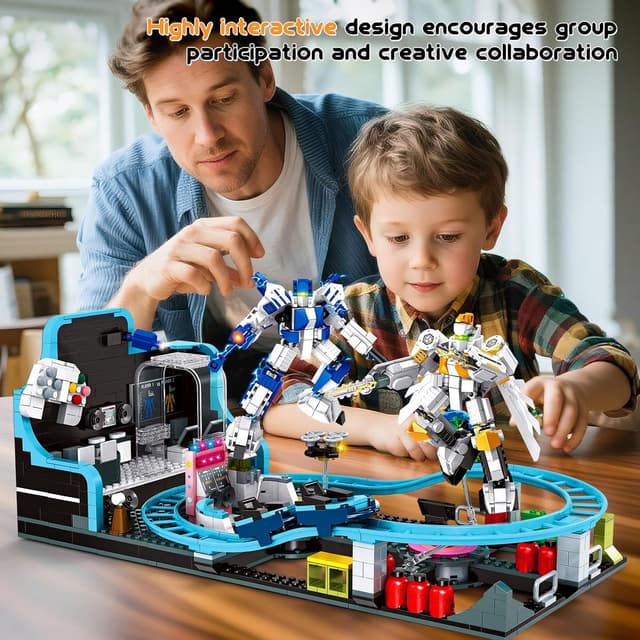 Detalle 2 de Rongmeiz Space Roller Coaster Building (1257 Teile) – Kreatives STEM-Bauprojekt mit Raketen-Launch & Satellitenstation