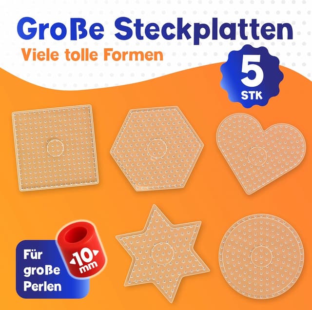 Detalle 2 de MUTKIND 5x Bügelperlen Platten Groß 10mm