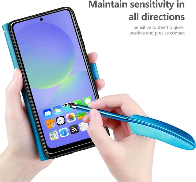 Detalle de YIRSUR Handyhülle für Samsung Galaxy A36 5G (Blau) mit Flip-Case, 3 Kartenfächern und Hartglas-Schutzfolie