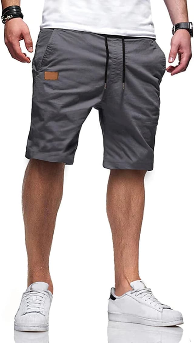 Detalle de JMIERR Men’s Cotton Drawstring Shorts (Cotton–Elastane Twill) for Summer, Beach & Golf