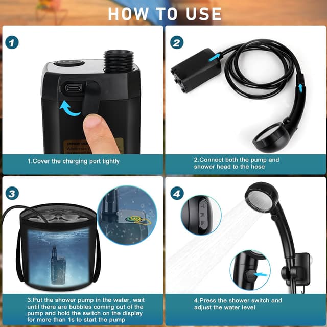 Thumbnail 4 de Spopal Camping Shower 6000mAh portable shower