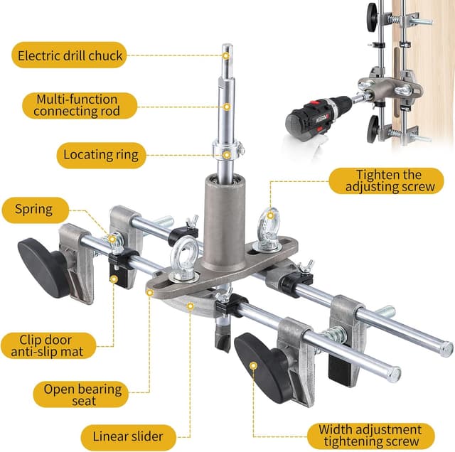 Thumbnail 6 de Door Lock Mortiser Kit with Lock Fitting Jig and Tungsten Steel Cutters (18mm, 22mm, 25mm)