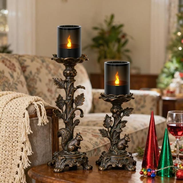 Thumbnail 6 de Dixmas flammenlose LED-Kerzen im Acryl-Design, batteriebetrieben – 2er-Set (8 x 10 cm)