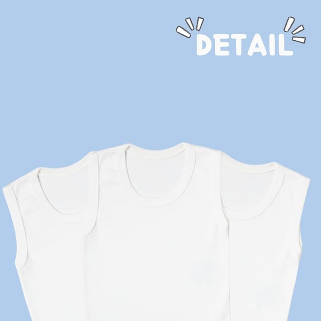 Detalle de rise&Raba Baby Bodysuit 3-pack in 100% organic cotton (sleeveless) for boys and girls