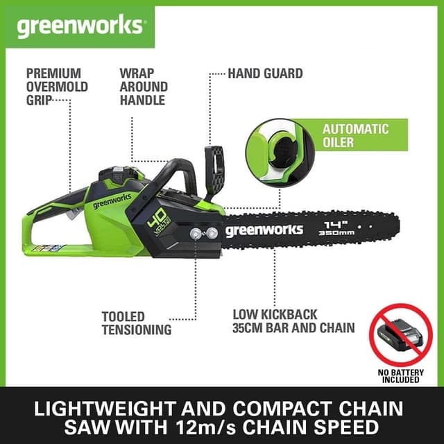 Thumbnail 1 de Greenworks GD40CS15 cordless chainsaw 35cm