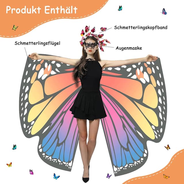 Thumbnail 2 de Sundonix Fasching Schmetterling Umhang 168x138 cm 🎭