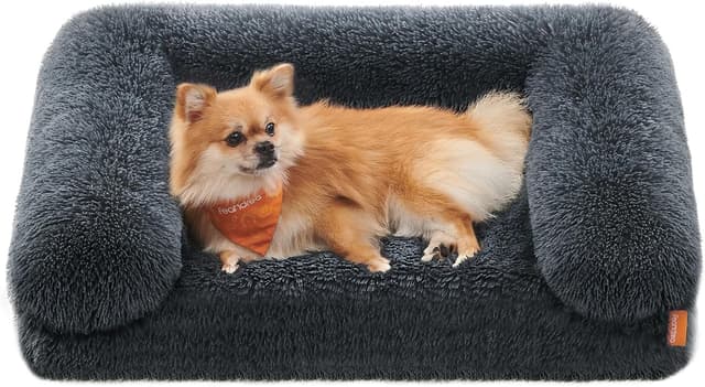 Detalle de Feandrea FluffyHug Hundebett (Größe M) – Hundekissen mit Noppenschaum, abziehbarer & waschbarer Bezug – 76 x 58 x 16 cm, dunkelgrau