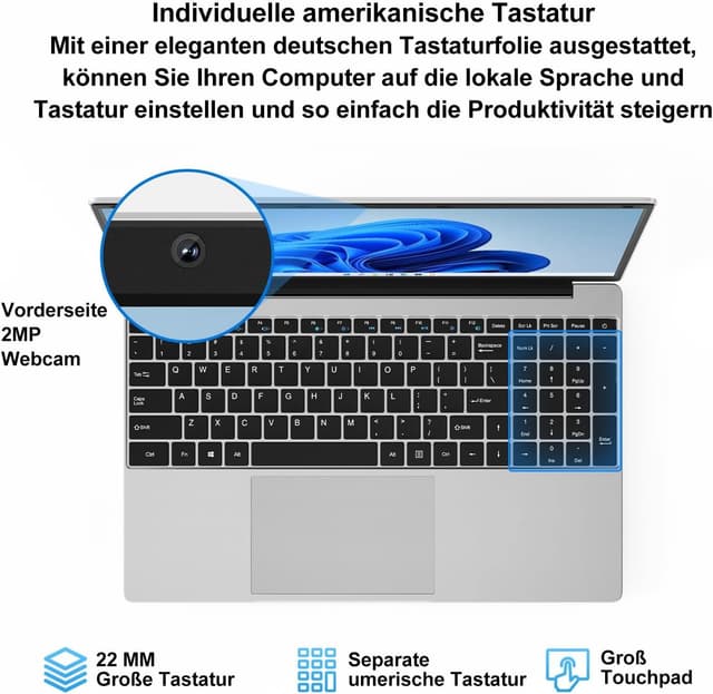 Thumbnail 6 de jumper 2026 Laptop 15,6 Zoll (FHD) mit 12 GB RAM, 512 GB SSD und Office 365