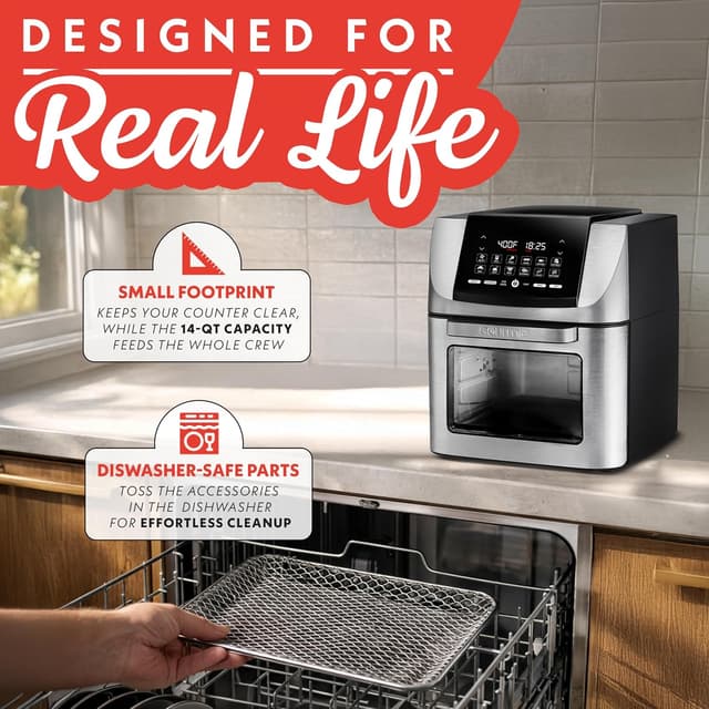 Thumbnail 6 de Gourmia 14 Qt Air Fryer All-in-One Rotisserie Oven with Digital Display, 12 Presets, 1750W
