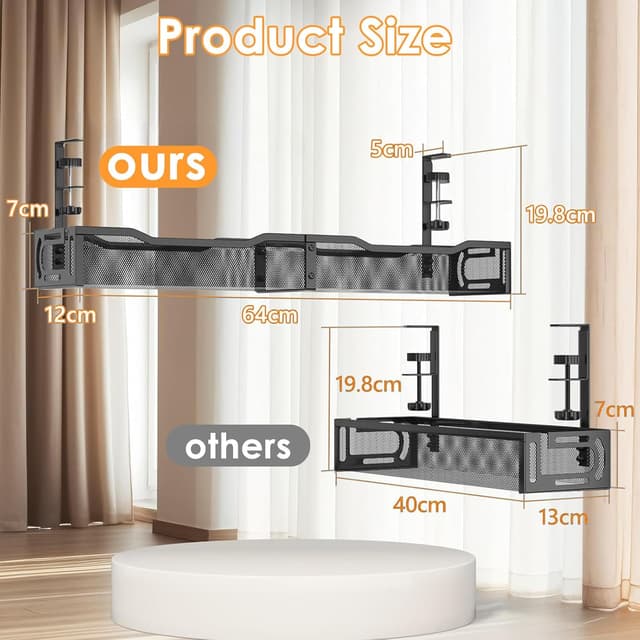 Detalle 2 de Tivddikun 64 cm under-desk cable organiser for standing desk