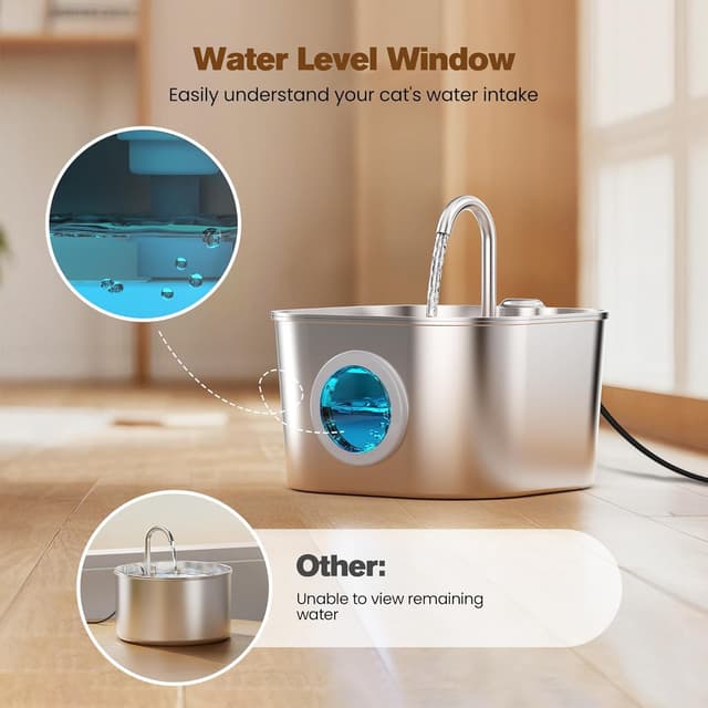 Detalle 2 de Cat Water Fountain Stainless Steel 74oz