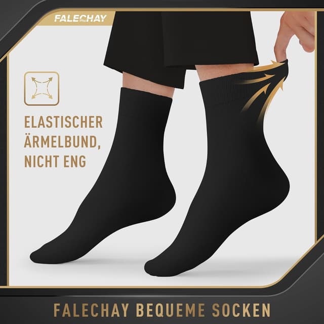 Thumbnail 3 de Falechay Herren Socken 12 Paar Sportsocken Schwarz