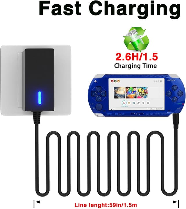 Detalle de DuraPro Schnellladegerät Charger für Sony PSP (PSP-1000/2000/3000 Serie)