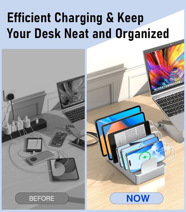 Thumbnail 6 de CREATIVE DESIGN 6 Port Charging Station (50W) with 6 Short Cables, Silver