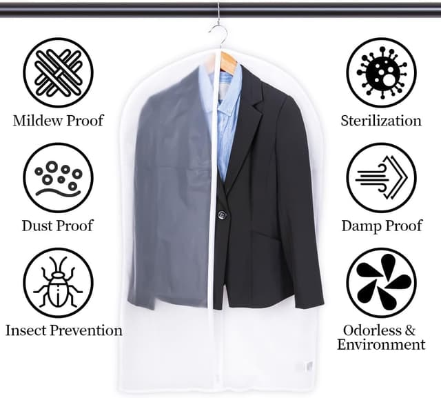 Detalle de Niviy Kleidersack Anzug (6er-Set) – transparente, atmungsaktive Kleiderhüllen mit Reißverschluss, 60x100 cm