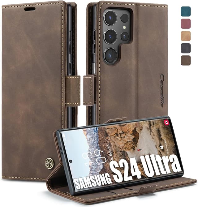 Detalle de Lxisxcna Schutzhülle für Samsung Galaxy S24 Ultra 5G (6,8 Zoll) mit Kartenhalter, magnetischem Ständer und Flip-Case