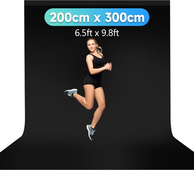 Detalle de JEBUTU Black Backdrop Large 2x3m portable photography background (polyester, washable)