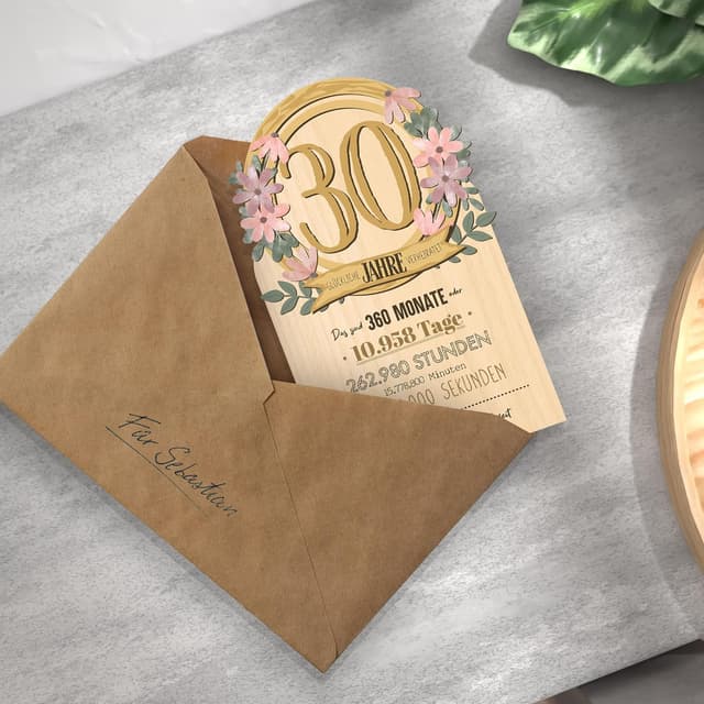 Thumbnail 5 de Perlenhochzeit Karte 30 Holzkarte zum 30. Hochzeitstag