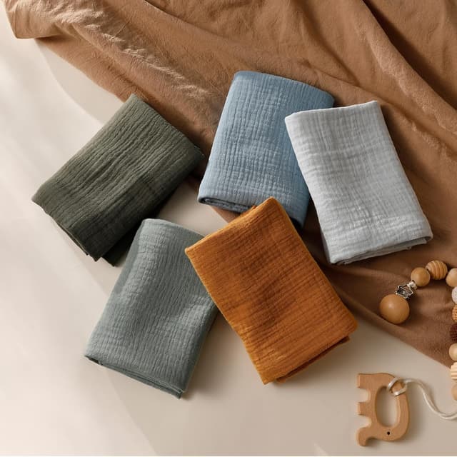 Thumbnail 6 de Musselintücher für Baby-Musselinquadrate: 5er-Pack atmungsaktive Mullwindeln & Wickeldecken (60 x 60 cm)