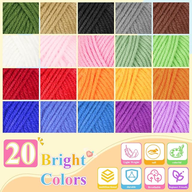 Thumbnail 5 de Aeelike 85PCS Crochet Kit 20x25g yarn