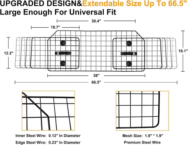 Thumbnail 2 de NOAMOO 96,5–167,5 cm Barrière voiture pour chiens