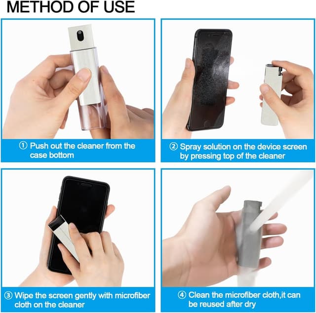 Detalle de walrfid Car Screen Cleaner Spray + Touchscreen Cleaning Brush Kit (10 ml solution, microfiber cloths)