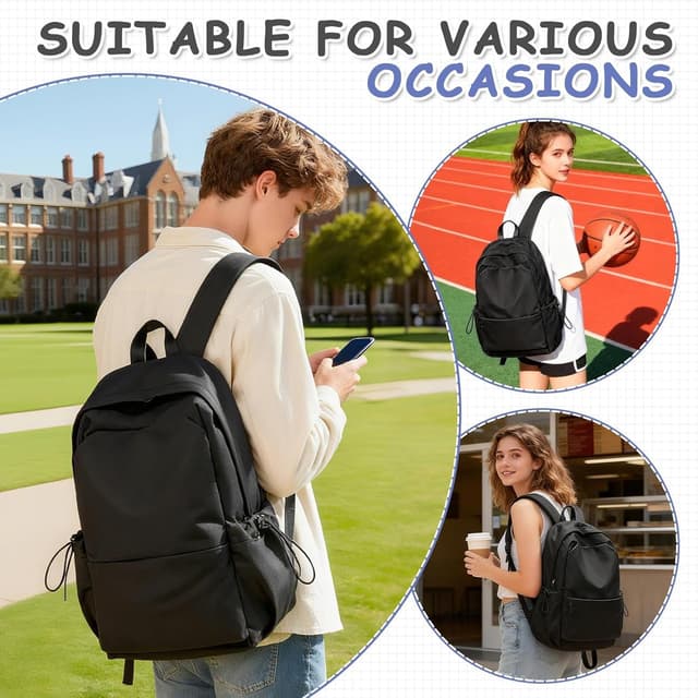 Thumbnail 6 de WEPLAN Women’s School Backpack (14-inch Laptop) – Lightweight Waterproof 24.5L, H1-Black