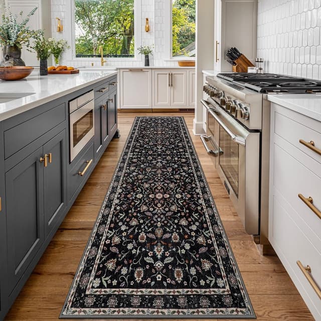 Thumbnail 6 de IMIYOKU Washable Floral Hallway Runner Rug (Non Slip) 65x240cm