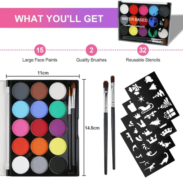 Detalle de URAQT Face Paint 15-Colour Palette