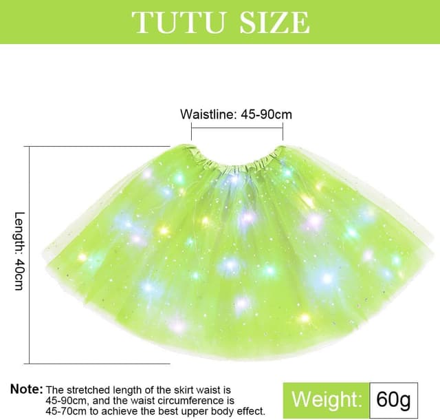 Detalle de AYBUY Gonna Tulle LED a 3 strati (tutu luminosa) per Carnevale, Halloween, Natale e feste