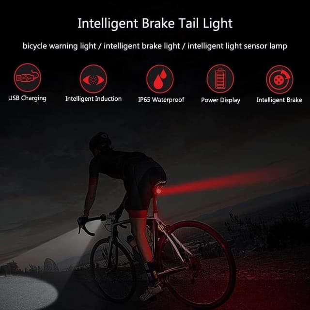 Detalle 2 de XIAOKOA Fanale posteriore per bicicletta con luce freno LED rossa, ricarica USB-C, impermeabile e luminosità regolabile