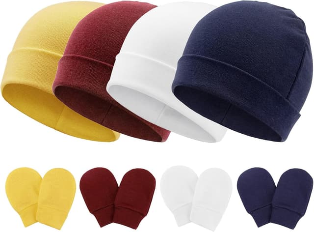 Detalle de DRESHOW Neugeborenen-Set: Baby-Mütze, Hut & Handschuhe (0–6 Monate) aus 96% Baumwolle