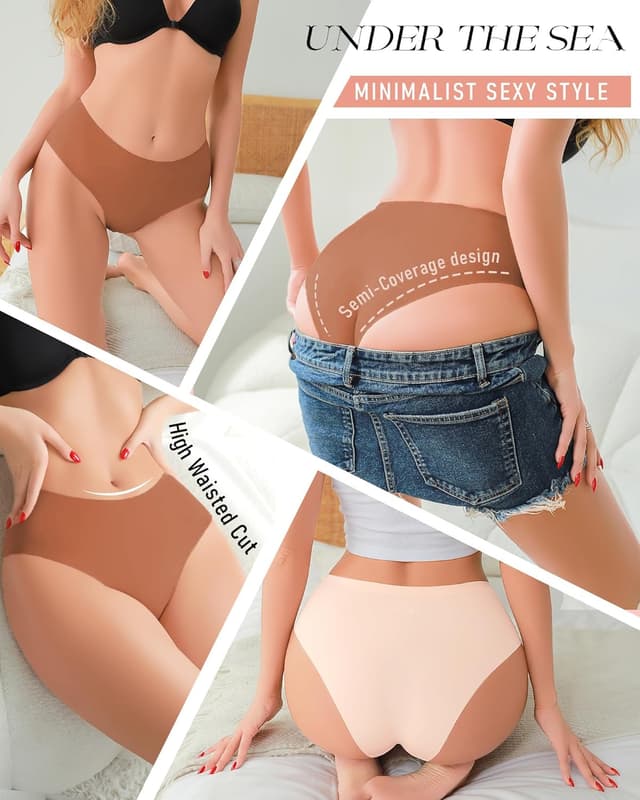 Detalle 2 de ALL OF SHE 5 Pack di mutande senza cuciture da donna a vita media (multipack XS-XL)