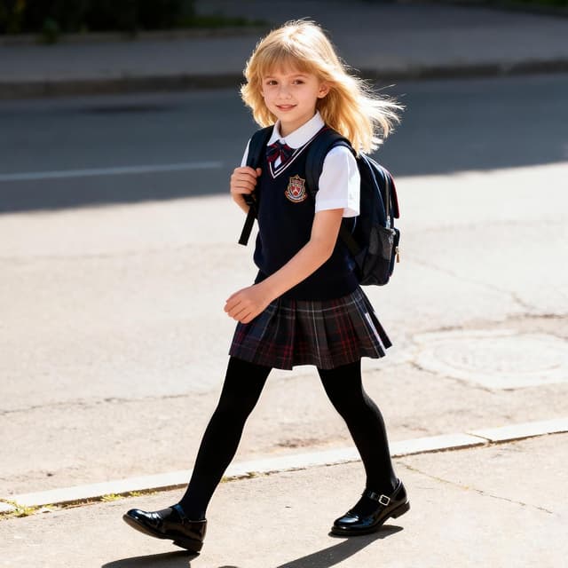 Detalle de MANZI Girls’ Black Footed School Dance Tights (80D) – Pack of 3