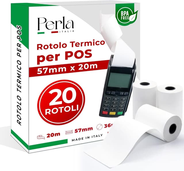 Detalle de Perla rotoli termici POS 57x20 mm, 20 rotoli