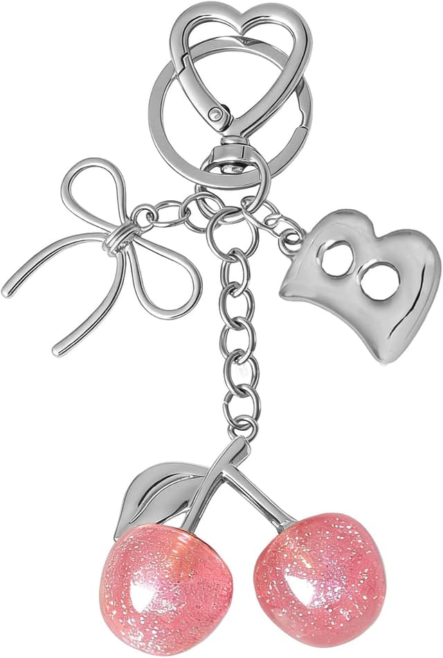 Thumbnail 6 de Snylcce Pink Cherry Bow A-Z Initial Keychain with Crystal Accent