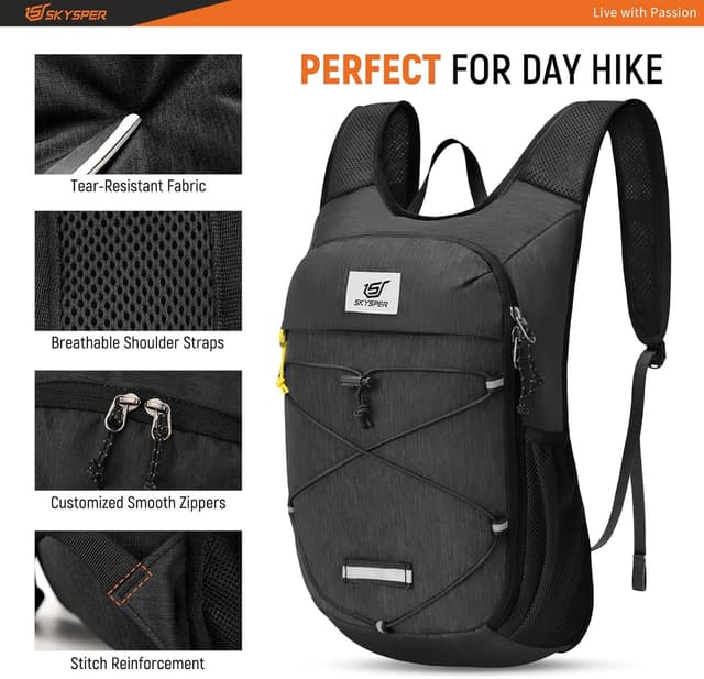 Detalle de SKYSPER Zaino Trekking 10L pieghevole ultraleggero (0,3 kg) per viaggi ed escursioni