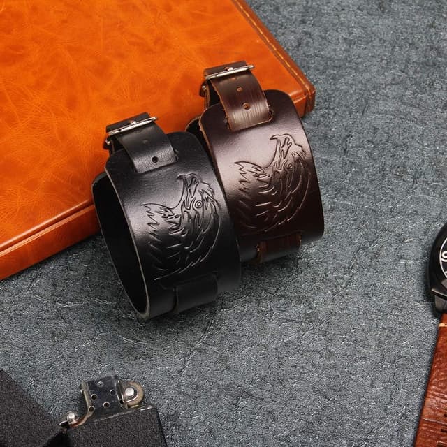 Thumbnail 3 de Thajaling Pulsera cuero negro estilo búho