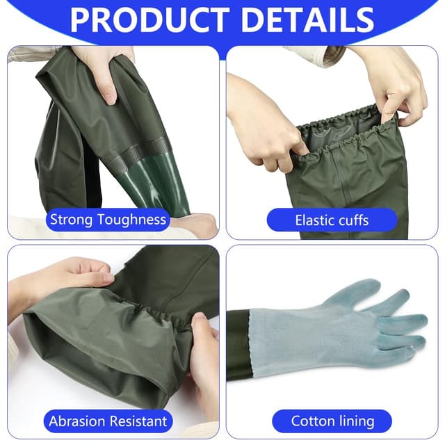 Thumbnail 3 de ANOMM Guanti lunghi in gomma impermeabili da 71 cm per acquario, laghetto, giardinaggio e pesca, verde