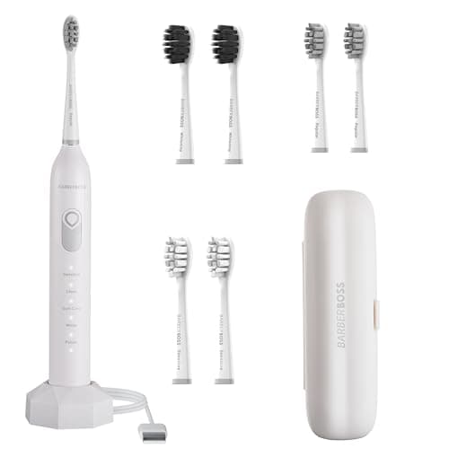 Detalle de BarberBoss Cepillo Eléctrico sónico 5 modos 6 cabezales 🪥