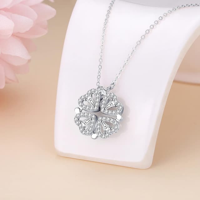 Detalle 2 de Collier trèfle à 4 feuilles en argent 925 Jrêveinfini (pendentif 15 mm) porte-bonheur