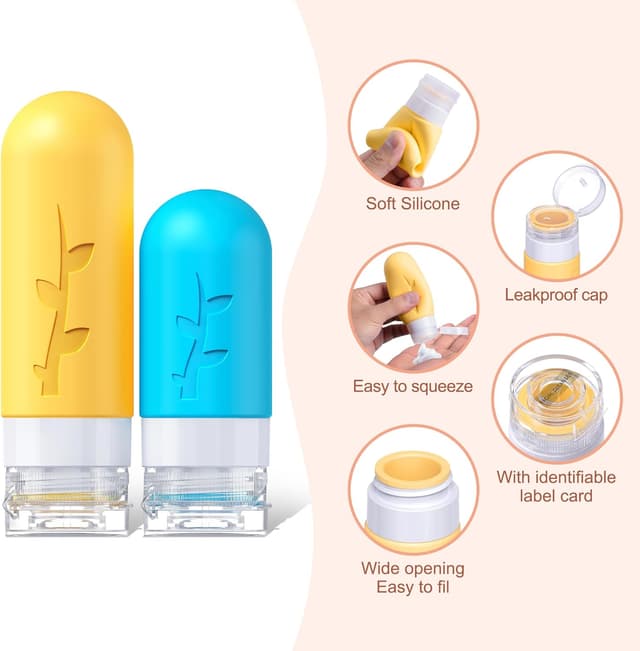 Detalle de Aeomni Reiseflaschen zum Befüllen (8-teilig) in Reisegröße, TSA-konform