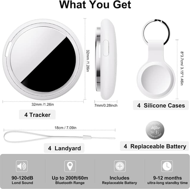 Detalle 2 de Bnlei Smart Air Tracker Tag, Find My, iOS, 4 pz