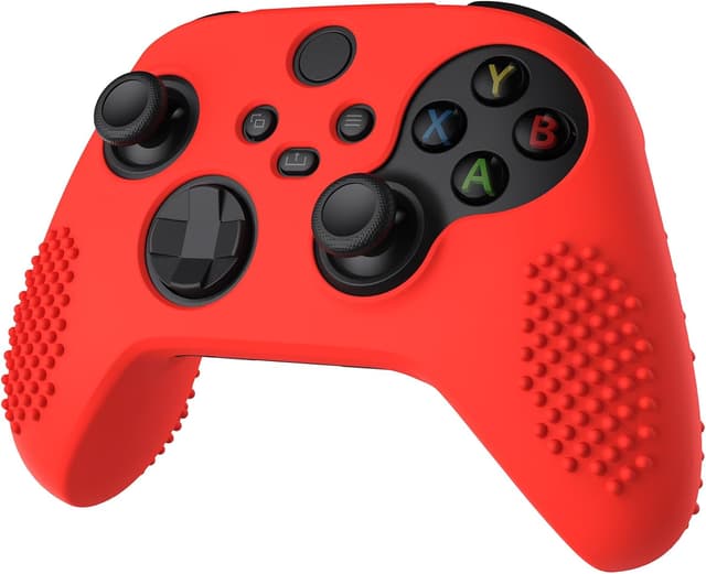 Detalle 2 de eXtremeRate PlayVital Passion Red 3D Studded Silicone Cover for Xbox Series X/S Controller (with 6 black thumb grips)