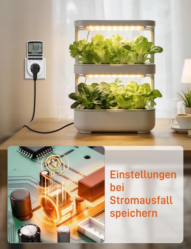 Detalle 2 de NOVKIT Digitale Zeitschaltuhr-Steckdose mit 10 wöchentlichen Programmen und Zufallsfunktion für Innen