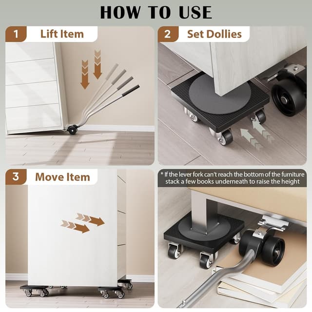 Detalle de ONEON Furniture Movers with Wheels & Lifter Kit (1 1/4" TPE wheels) up to 500 lb