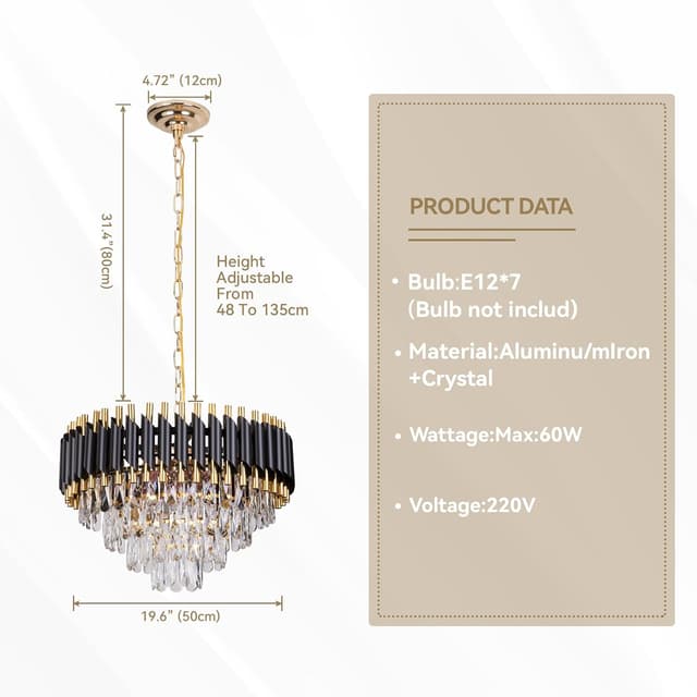 Thumbnail 6 de FRIXCHUR 20" Modern Crystal Chandelier