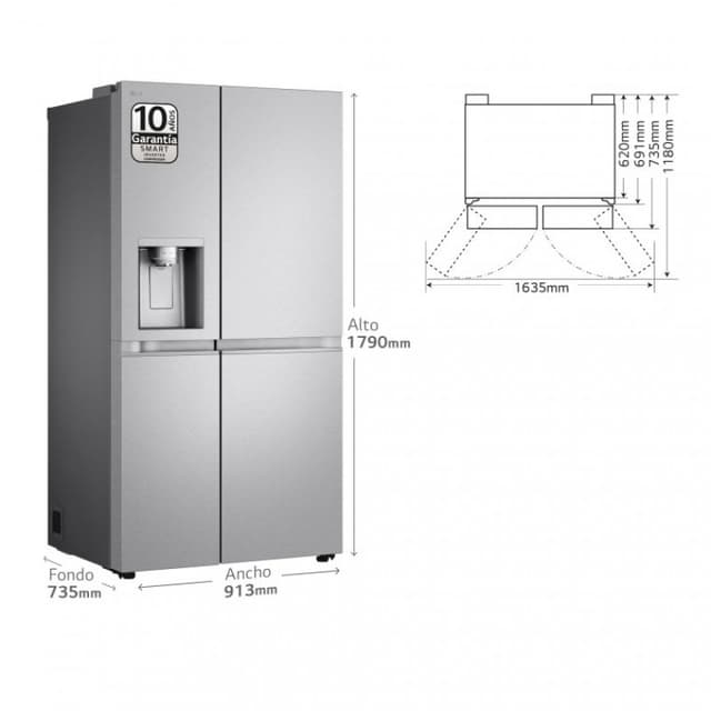 Detalle 2 de LG Serie 900 GSLE91MBAC Frigorífico Americano con acero texturizado antihuellas