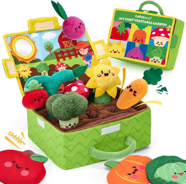 Detalle de hahaland Juguetes Montessori peluches verduras 6‑12 meses
