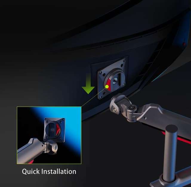 Detalle de NB Ergonomic Braccio per monitor pesante per ultrawide fino a 60" (fino a 20 kg) con VESA 75/100 mm, rosso